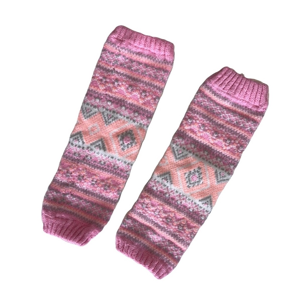 Pink and grey Argyle legwarmers lightly loved